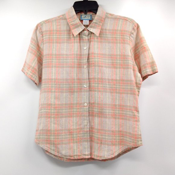PENDLETON ORIGINALS Shirt Boys S Multicolor Linen Plaid‎ Button Short Sleeve - Picture 1 of 12